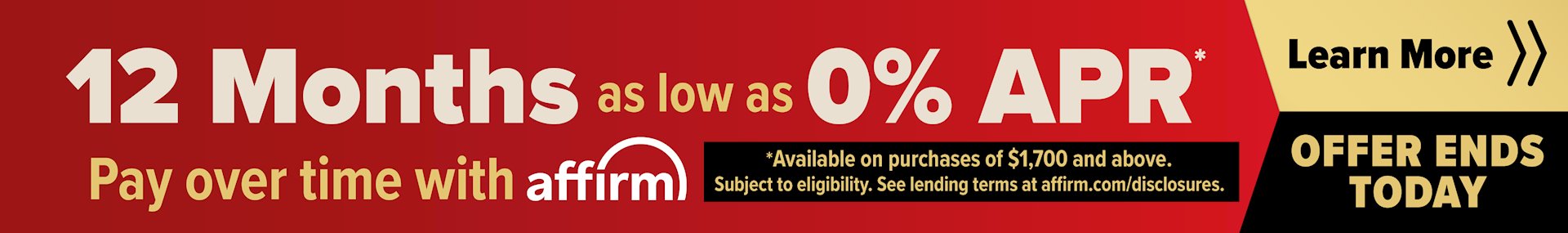 Banner for 04-20 April Affirm Masthead - Ends Today