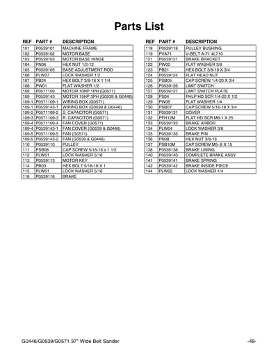 Part Diagram for G0446