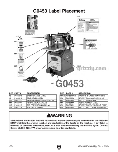 Part Diagram for G0453