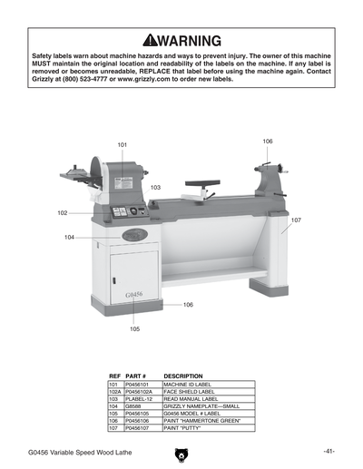 Part Diagram for G0456