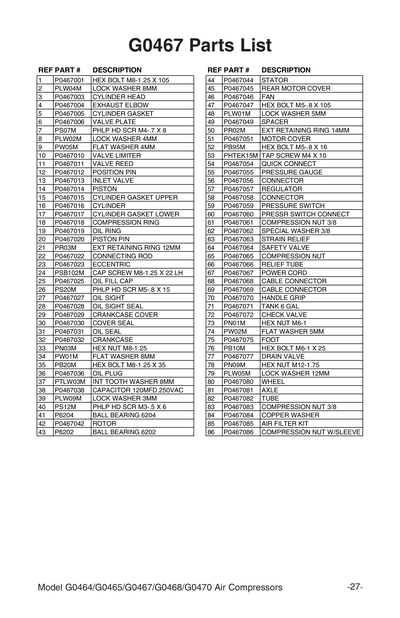 Part Diagram for G0467