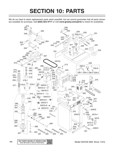 Part Diagram for G0510Z