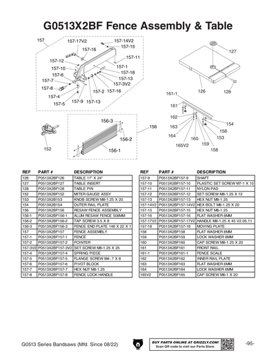 Parts for G0513 17