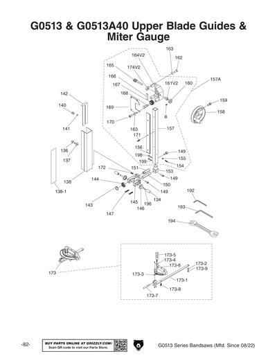 Parts for G0513A40 17