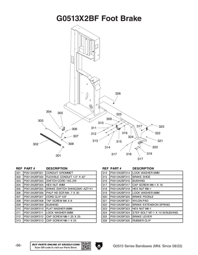 Part Diagram for G0513A40