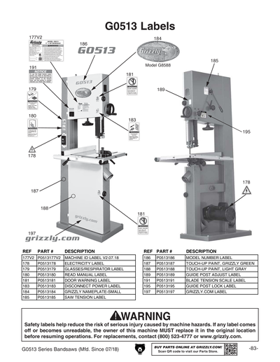 Part Diagram for G0513ANV