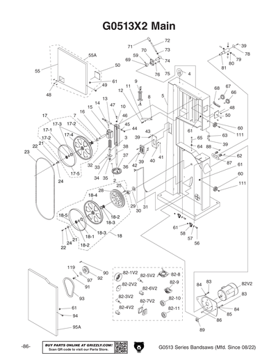 Part Diagram for G0513X2