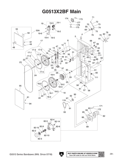 Part Diagram for G0513X2B