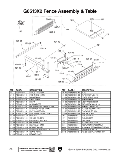Part Diagram for G0513X2BF