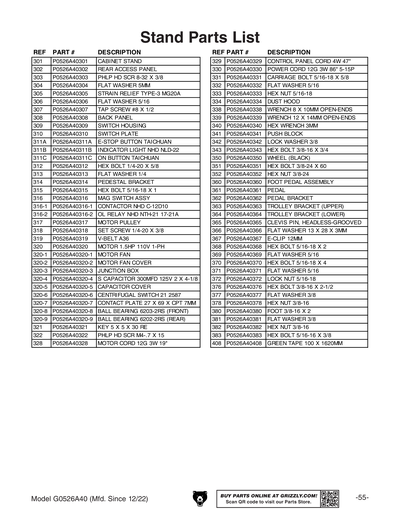 Part Diagram for G0526A40
