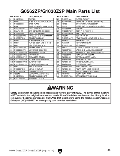 Part Diagram for G0562ZP