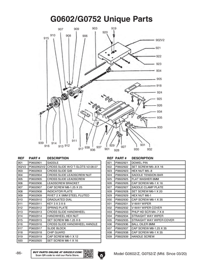 Part Diagram for G0602