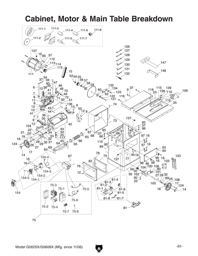 Part Diagram for G0606X