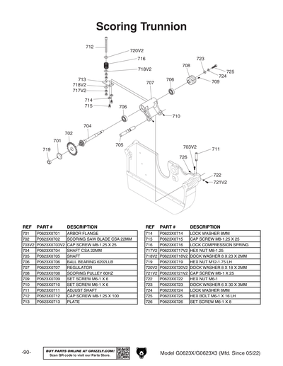 Part Diagram for G0623X3