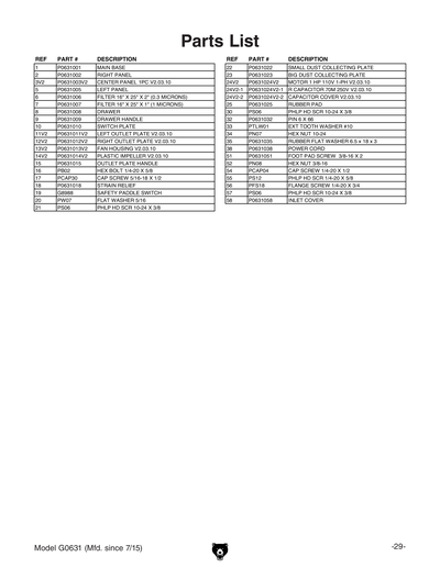 Part Diagram for G0631