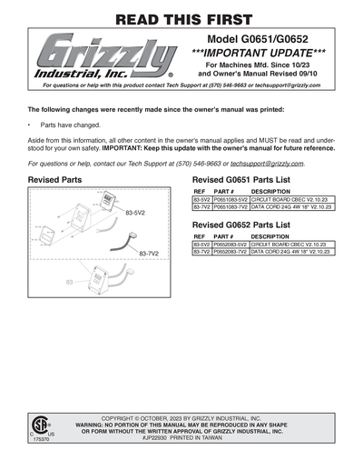 Part Diagram for G0652