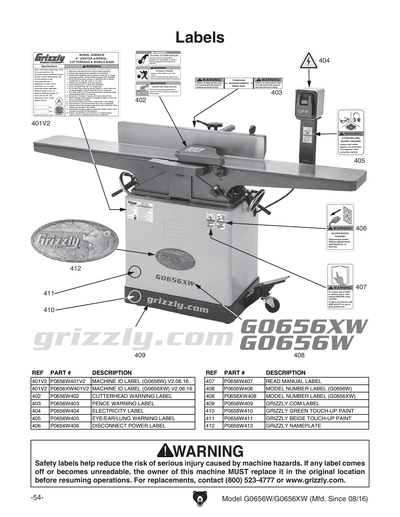 Part Diagram for G0656XW