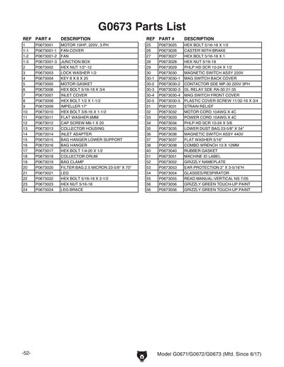 Part Diagram for G0673