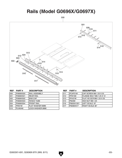 Parts for G0697X 12