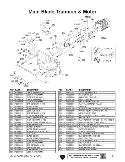 Part Diagram for G0699