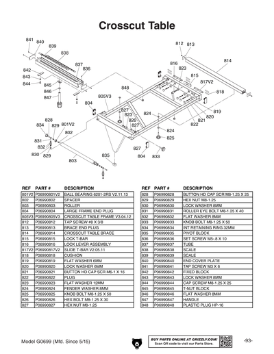 Part Diagram for G0699
