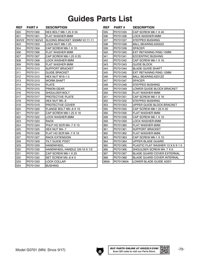 Part Diagram for G0701