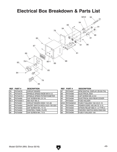 Part Diagram for G0704
