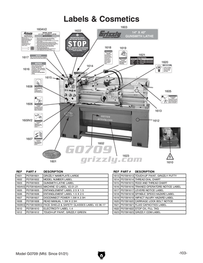 Parts for G0709 14