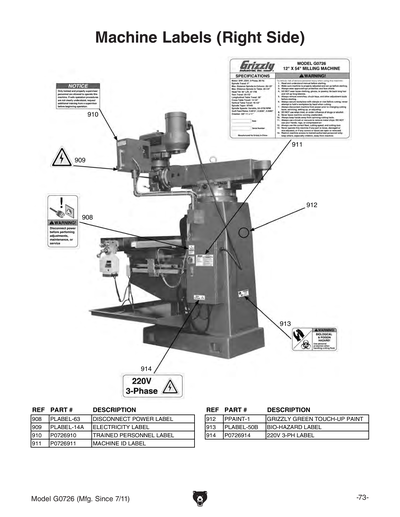 Part Diagram for G0726