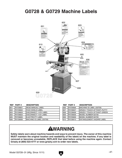 Part Diagram for G0728