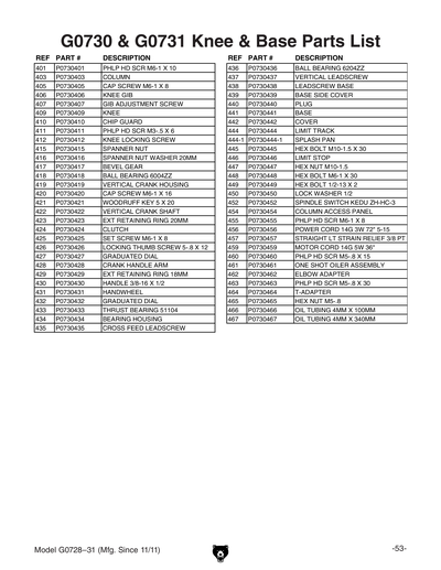 Part Diagram for G0730