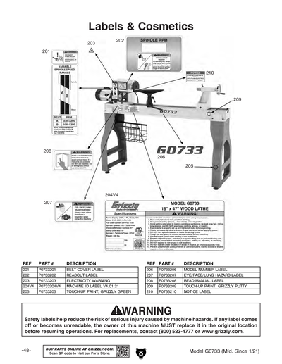 Part Diagram for G0733