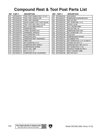 Part Diagram for G0750G