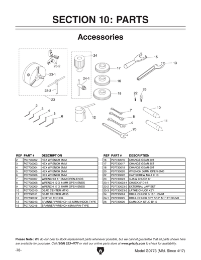 Part Diagram for G0773