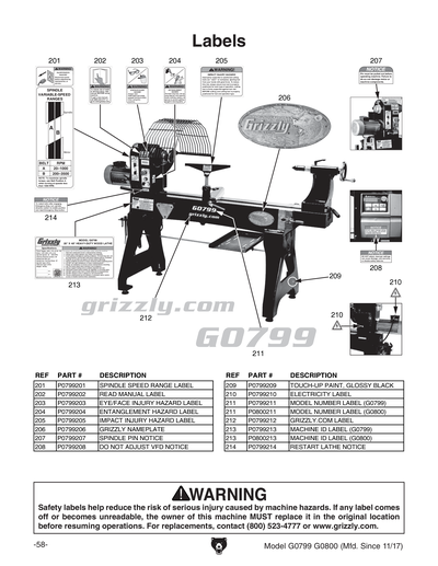 Part Diagram for G0800