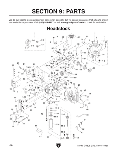 Part Diagram for G0808