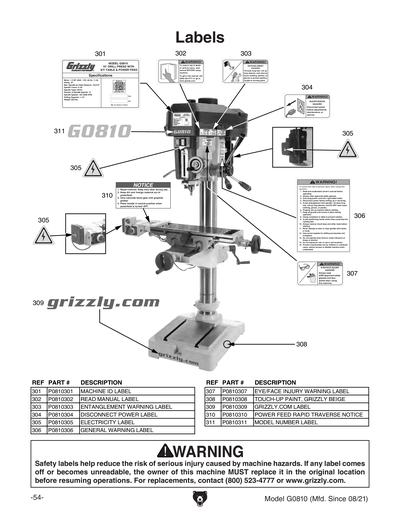 Part Diagram for G0810