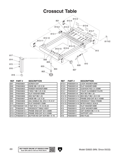 Part Diagram for G0820
