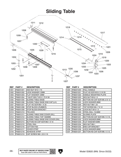 Part Diagram for G0820