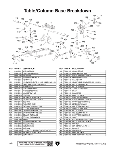 Part Diagram for G0840