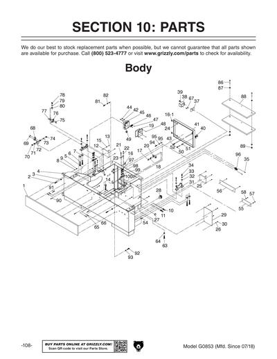 Part Diagram for G0853
