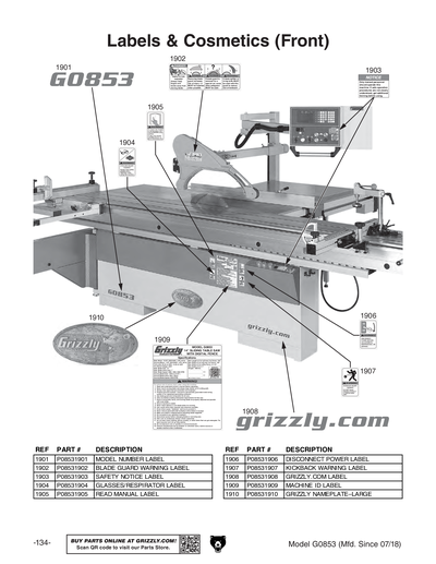 Part Diagram for G0853