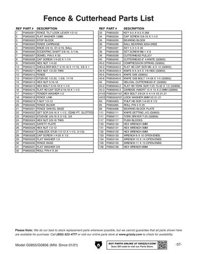 Part Diagram for G0856