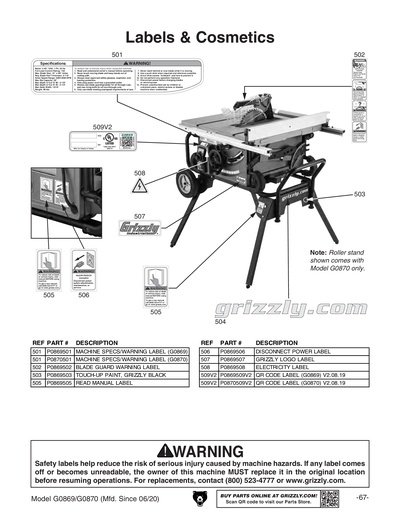 Part Diagram for G0870