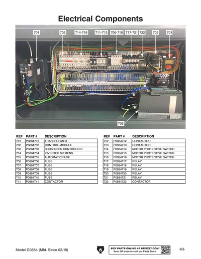 Parts for G0884 13