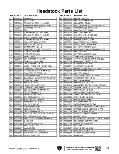 Part Diagram for G0935