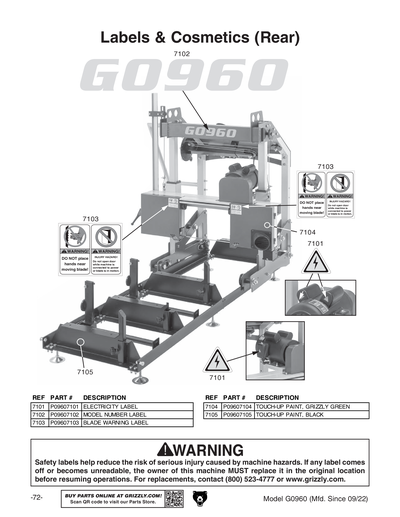 Part Diagram for G0960