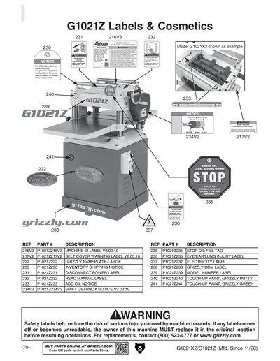 Part Diagram for G1021X2