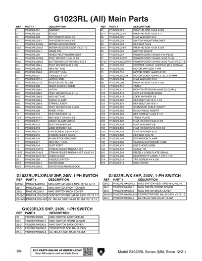 Part Diagram for G1023RLW