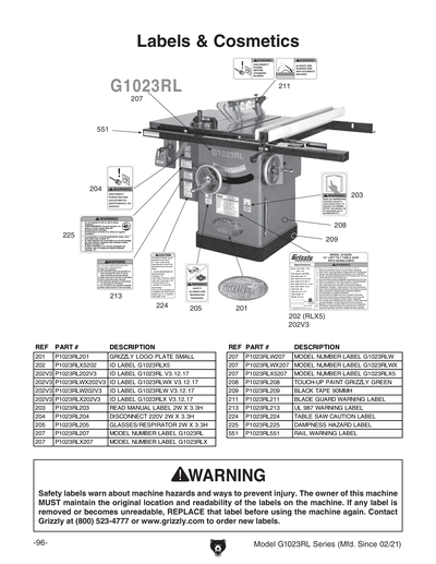 Part Diagram for G1023RLX